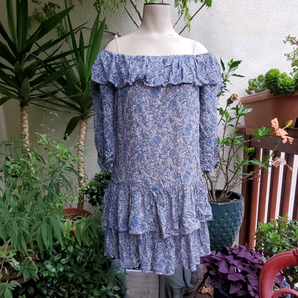 Rebecca Minkoff off the shoulders or straps, purple &  blue dress NWT - Picture 4 of 6